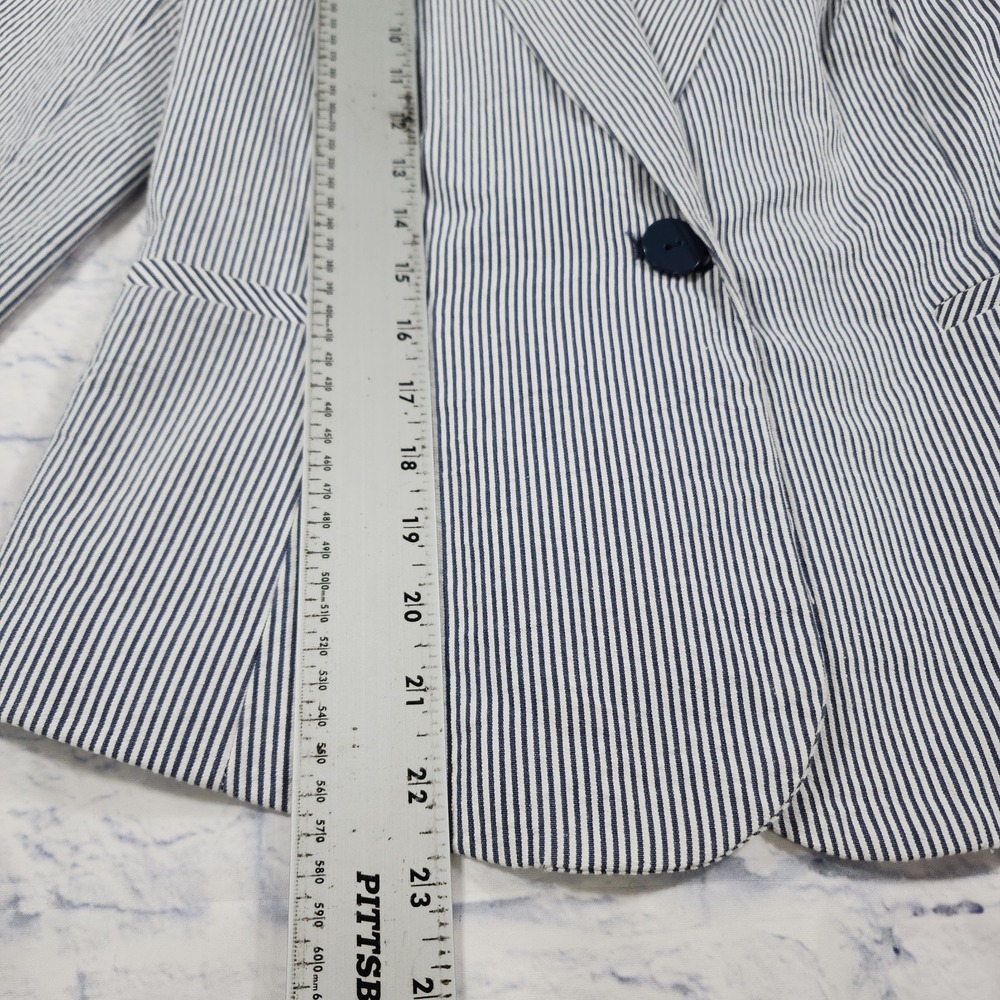 British Khaki Blazer WOMENS SZ S Jacket Seersucker Preppy Nautical Classic - Picture 2 of 10